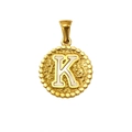 Pendentif en acier titane plaqué or 18K avec lettre K et émail blanc chic - Lettre K (S-P173-K)