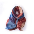 Elegant plaid winter scarf in blue and red stripes with decorative soft fringes - 180cm / New Caramel