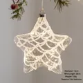 Star-shaped glowing Christmas glass ball with white bead grid and LED warm light - Star Shape Grid Style (C款)