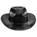 Classico cappello da cowboy nero con lucentezza metallica e tesa larga per feste - Nero