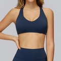 Dunkelblaues Yoga-Set mit Racerback-Sport-BH und Leggings mit hohem Bund - S / Wappen Blau