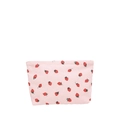 Bolso tipo cubo de pana rosa con estampado de fresas rojas y textura de tela suave - Rosa