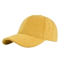 Macro-opname van gele suède baseballcap met focus op stiksels en zachte textuur - Verstelbaar 54-59 / Geel