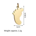18K gold plated stainless steel baby footprint pendant measuring 1.8cm by 1cm - Gold (Single Hole)