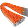 Detaillierte Ansicht orangefarbener gewachster Kordeln mit Karabinern für DIY-Halsketten - 45cm+5cm Verlängerungskette / Orange