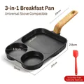 3-in-1 non-stick breakfast pan with maifan stone coating and wood-grain handle - Universal Version + Spatula / Black
