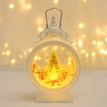 White Christmas lantern with LED glowing light and miniature holiday village scene - White Christmas Tree