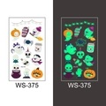 Luminous Halloween tattoos for kids with pumpkin ghost patterns glowing in the dark - Pumpkin and Potion Style (WS-375)