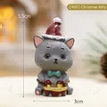 Mini gatto natalizio in resina con cappello di Babbo Natale e tamburo, altezza 5,5 cm - Stile Gatto di Natale(24957)