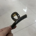 Translucent smoke gray hair claw clip with golden metal spring for elegant styling - Dark Gray