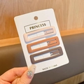 Three-piece matte rectangle hair clips set in pink, khaki and coffee earth tones - 2# Rectangular Style