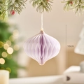 Lavender honeycomb paper onion ornament with gold glitter edges and bead for tree decoration - Elegant Purple Christmas Paper Ornament Style B