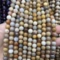 Natürliche runde Kristallperlen in Braun und Grau für DIY-Schmuckherstellung - 4mm (ca. 88 Perlen) / Gelbe Korallenjade A258