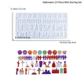 Moldes de silicona para pendientes de Halloween con calabaza y fantasma para resina DIY - 25 Diseños de Pendientes Pequeños de Halloween