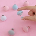 Pastel fabric-wrapped mushroom duvet clips in pink blue and white colors - White