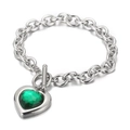 Bracelet OT en acier inoxydable argenté avec pendentif cœur et cristal vert émeraude - Argent Vert Cœur (KB162152-Z)