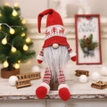Gnomo di Natale senza volto con cappello di renna e gambe a righe rosse decorative - Stile barba grigia