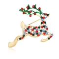 Christmas reindeer brooch with multicolored rhinestones on a gold alloy pin - Christmas Deer-2