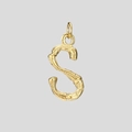Pendentif lettre S en acier doré avec texture bambou pour création de bijoux DIY - Or-S