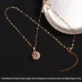 Rotating pink sunflower clover pendant necklace made of gold-plated stainless steel - Rotatable Style 60 Pink Daisy (A714)