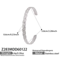 Silver braided stainless steel open bangle, waterproof and hypoallergenic for women - Twist Texture Style-Steel Color (Z283)