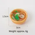 Miniature 3cm gold bowl shrimp noodle keychain model weighing 6g for dollhouse kitchens - 3cm Gold Bowl-No.18 (No Hook)