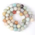DIY multicolored natural stone bead strands with amethyst and garnet for jewelry making - 12mm/Approx 32pcs per strand / Flower Amazonite