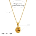 Detail view of 18K gold plated necklace with dimension specs and colorful zircon stones - Irregular Oval Pendant Necklace (NB-N1384)