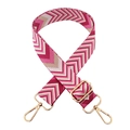 Detail of bohemian chevron patterned replacement bag strap with gold metal buckles - J21 - Rose Red / Antique Brass Hardware