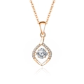 Elegant rose gold teardrop pendant necklace featuring a central round sparkling gemstone - 925 Silver / Moissanite White Diamond Rose Gold (FDTD-009)