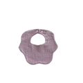 Soft purple muslin cotton baby bib featuring a petal shape and snap button closure - Light Grey Purple