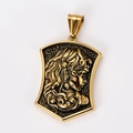 Golden 18k plated stainless steel shield pendant with Medusa head relief detail - Medusa Portrait (Pendant Gold Style 7)