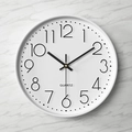 Minimalistische witte 14-inch wandklok met zwarte 3D-cijfers op marmeren oppervlak - 20cm / Wit Frame Witte Wijzerplaat Zwarte Cijfers