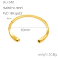Gedetailleerde maattabel van de onregelmatige 18K vergulde roestvrijstalen armband - Goud