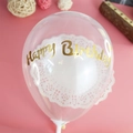 Transparent 5-inch cake topper balloon with golden Happy Birthday lettering - Transparent Round-Happy Birthday / Gold Text