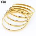 Set of 5 minimalist polished gold-plated stainless steel bangles with smooth finish - Inner Diameter 55mm / Gold (5 Rings)