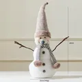 Christmas snowman plush doll with knitted hat and branch arms, 60cm telescopic figure - Long Hat Snowman Ornament Style (A410-5)