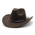 Cappello da cowboy marrone scuro a tesa larga con fascia di ingranaggi vintage in feltro - M (56-58cm) / Marrone