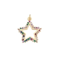 Star-shaped gold pendant with colorful zircon stones and hollow center design - Hollow Pentagram Style (BJF101) / 1 Piece (24x22mm) / Gold