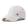 Berretto da baseball bianco con trama a nido d'ape e logo in metallo dorato unisex - Regolabile / Ciniglia Bianco