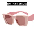 Retro oversized square sunglasses featuring pink frames and matching pink lenses - Pink Frame / Pink Lens