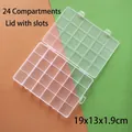 24-compartment clear plastic organizer box for jewelry and beads with secure lid latch - 24 Fixed Compartments with Slot Lid (19*13*1.9cm)