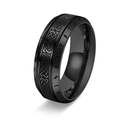 Vintage black Nordic Viking ring with Celtic knot and rune engravings in durable steel - US 6 / Black