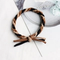 Braided elastic hair tie in contrasting black and brown tones with a secure knotted design - Black-Coffee-Khaki