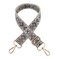 3.8cm wide jacquard ethnic embroidery bag strap with golden metal lobster clasps and buckles - 3.8cm Silver Buckle / Grey Brown