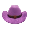 Cappello da cowboy western viola in scamosciato con fibbia decorativa a testa di leopardo - Viola (Cintura Testa di Leopardo)