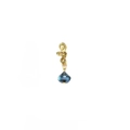 Golden spiral hair braid ring with blue teardrop pendant for DIY dreadlock styling - Blue Glass Pendant