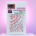 Pink butterfly and round gemstone face stickers for stage makeup and 3D nail art - 12 Butterflies Pink