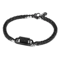Pulsera de cadena cubana en acero inoxidable negro mate con detalle de resorte y cierre de langosta - Negro