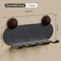 Wall-mounted gunmetal grey multi-hook organizer with four hooks and walnut accents - 3 Hooks / Gunmetal
